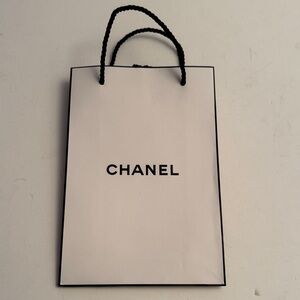 CHANEL White Gift Bag with Black Handles